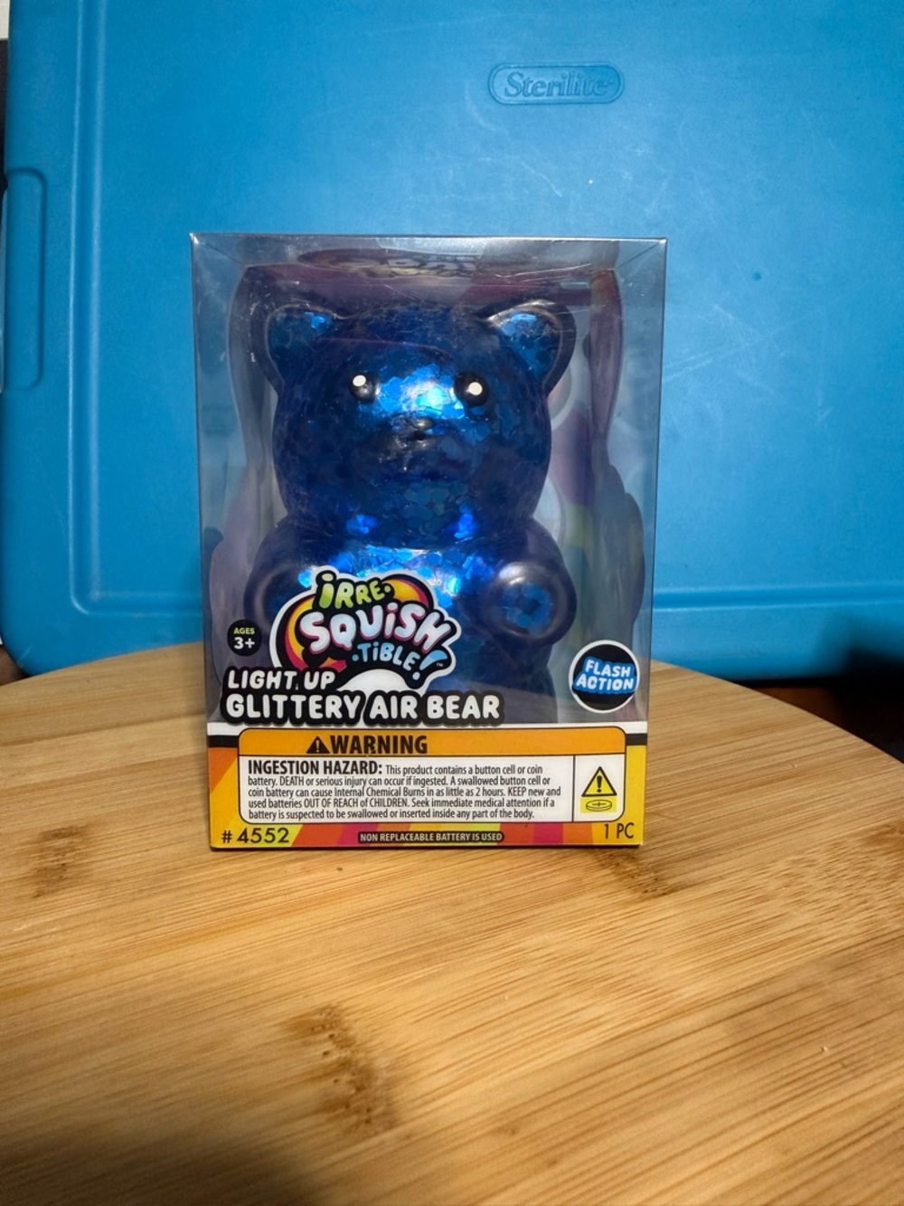 Light-Up Squishy Glittery Air Bear - Blue
